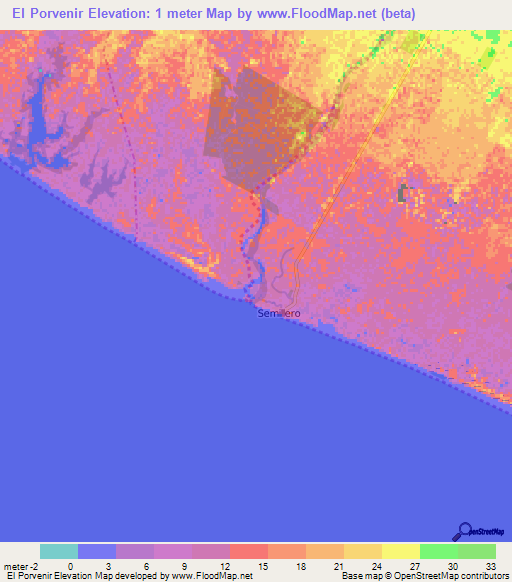 El Porvenir,Guatemala Elevation Map