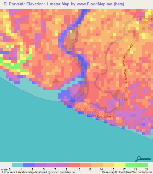 El Porvenir,Guatemala Elevation Map