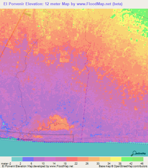 El Porvenir,Guatemala Elevation Map