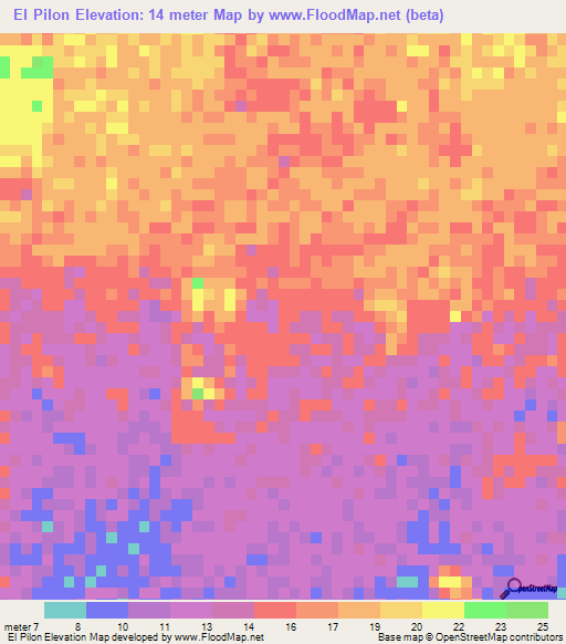 El Pilon,Guatemala Elevation Map