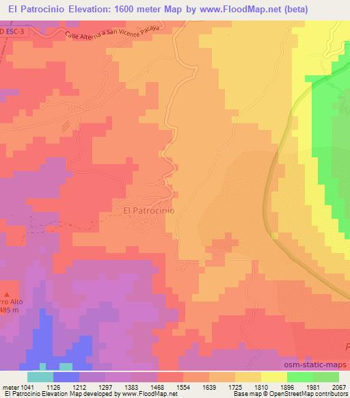 El Patrocinio,Guatemala Elevation Map