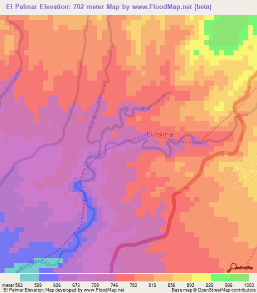 El Palmar,Guatemala Elevation Map