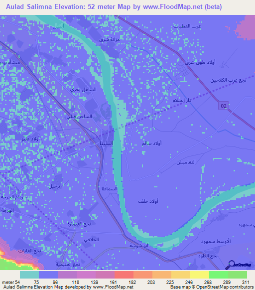 Aulad Salimna,Egypt Elevation Map