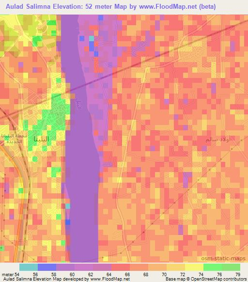 Aulad Salimna,Egypt Elevation Map