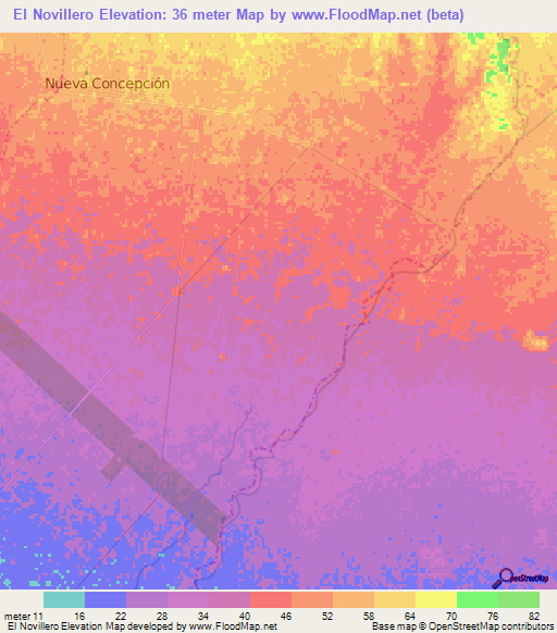 El Novillero,Guatemala Elevation Map