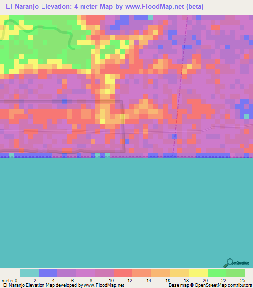 El Naranjo,Guatemala Elevation Map