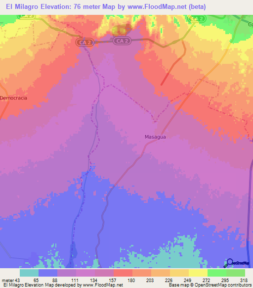 El Milagro,Guatemala Elevation Map