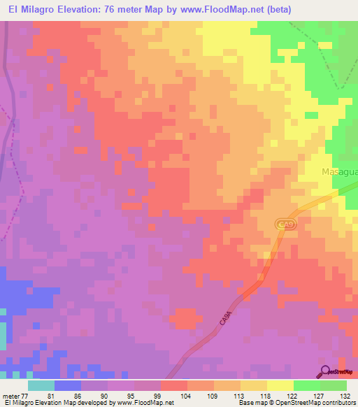 El Milagro,Guatemala Elevation Map