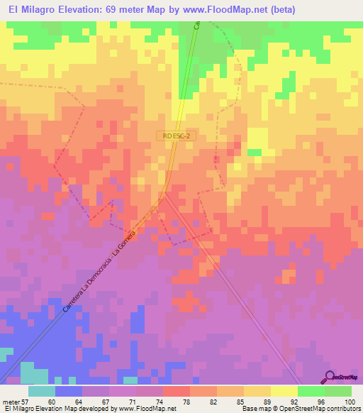 El Milagro,Guatemala Elevation Map