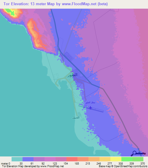 Tor,Egypt Elevation Map