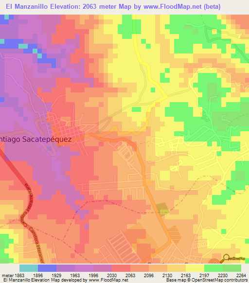 El Manzanillo,Guatemala Elevation Map