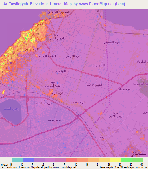 At Tawfiqiyah,Egypt Elevation Map