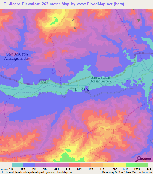 El Jicaro,Guatemala Elevation Map