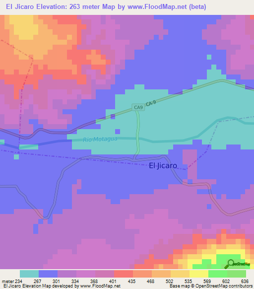 El Jicaro,Guatemala Elevation Map