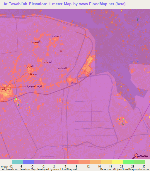 At Tawabi`ah,Egypt Elevation Map