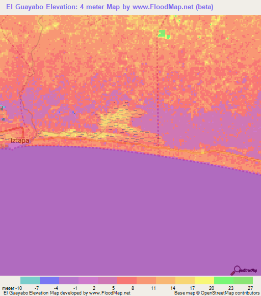 El Guayabo,Guatemala Elevation Map