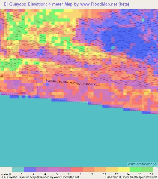 El Guayabo,Guatemala Elevation Map