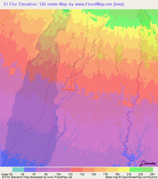 El Flor,Guatemala Elevation Map