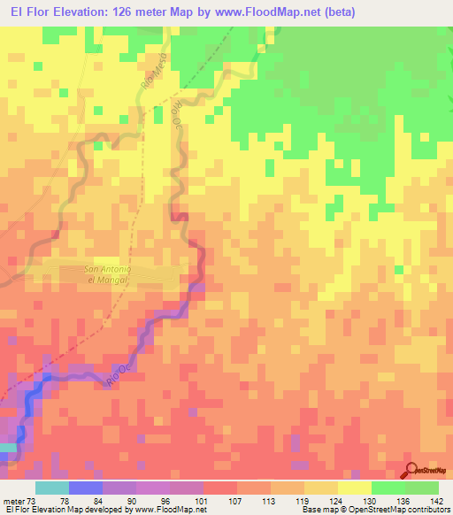 El Flor,Guatemala Elevation Map