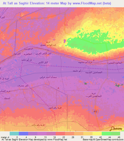 At Tall as Saghir,Egypt Elevation Map