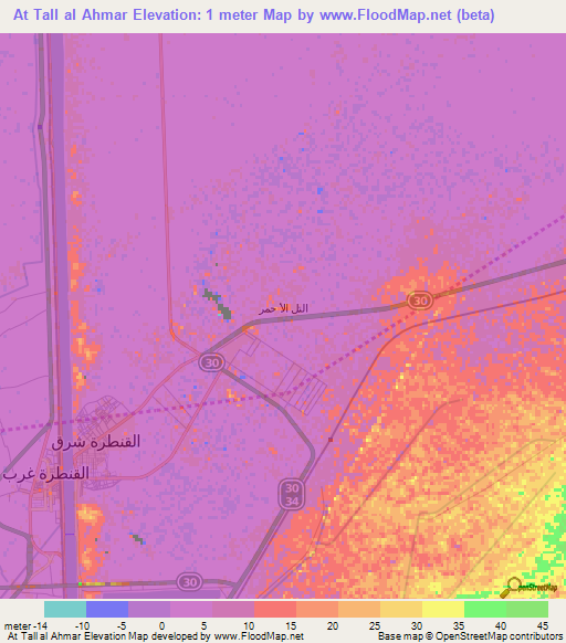 At Tall al Ahmar,Egypt Elevation Map