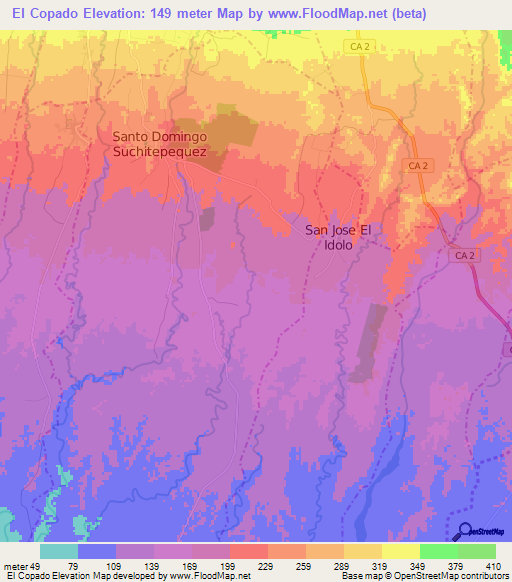 El Copado,Guatemala Elevation Map