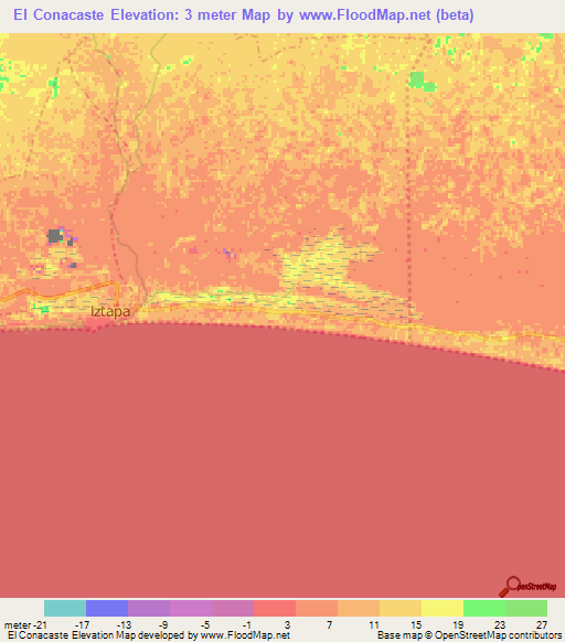 El Conacaste,Guatemala Elevation Map