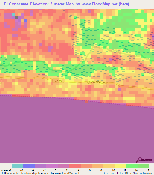 El Conacaste,Guatemala Elevation Map