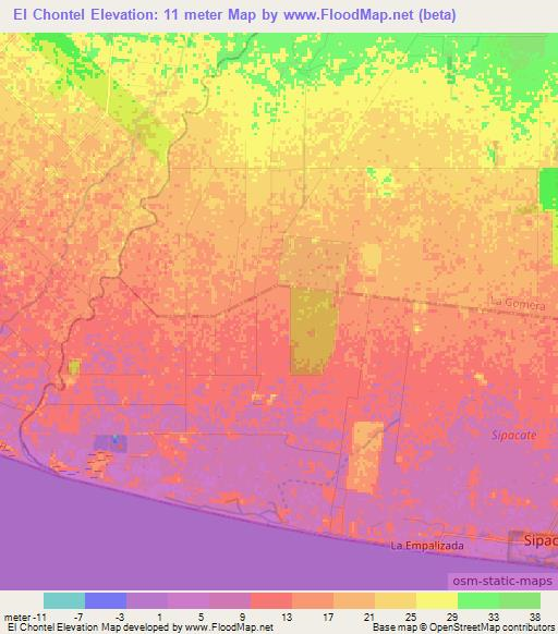 El Chontel,Guatemala Elevation Map