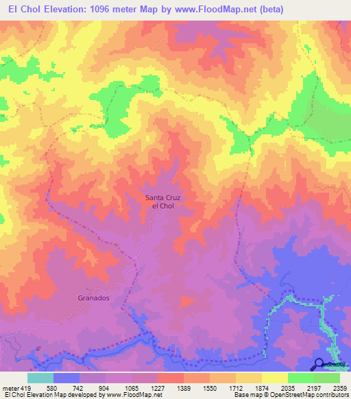 El Chol,Guatemala Elevation Map