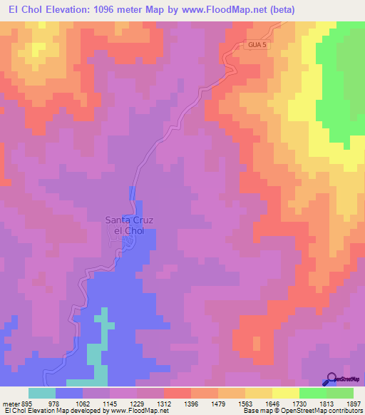 El Chol,Guatemala Elevation Map