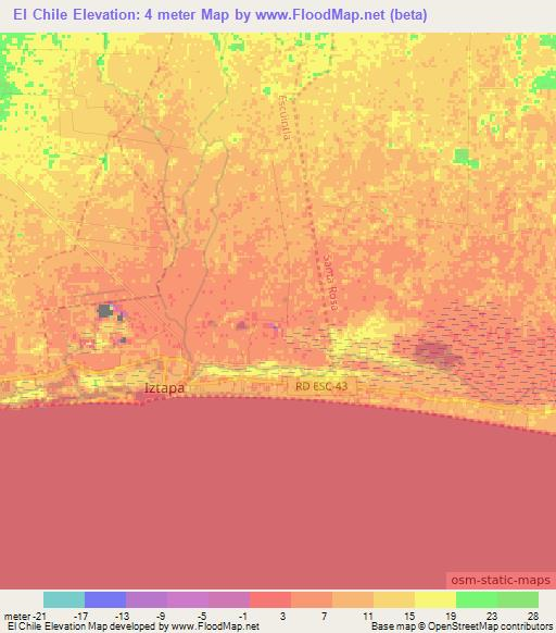 El Chile,Guatemala Elevation Map