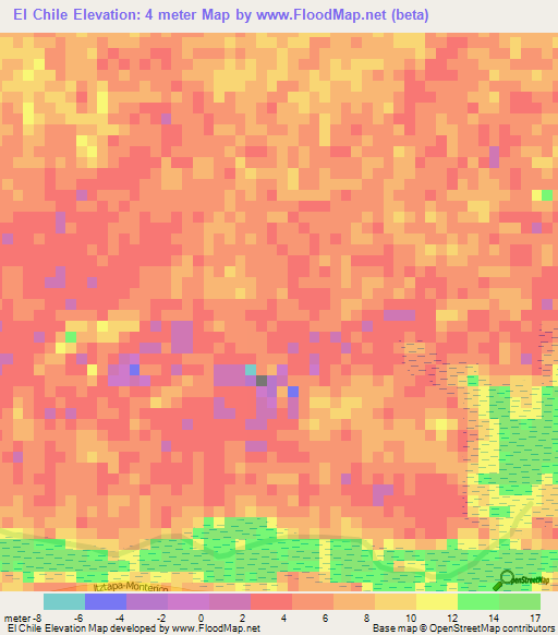 El Chile,Guatemala Elevation Map