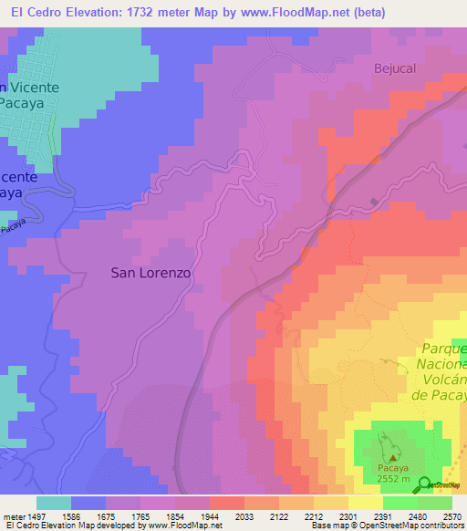 El Cedro,Guatemala Elevation Map