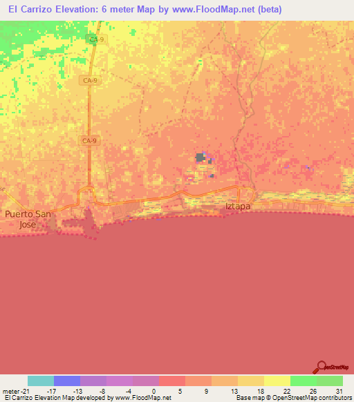 El Carrizo,Guatemala Elevation Map