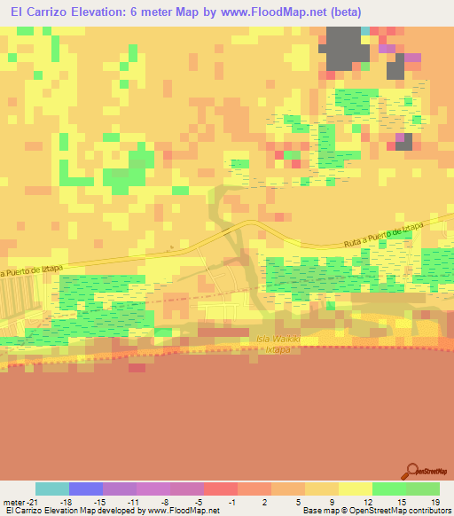 El Carrizo,Guatemala Elevation Map