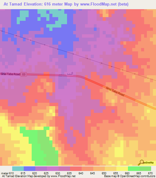 At Tamad,Egypt Elevation Map