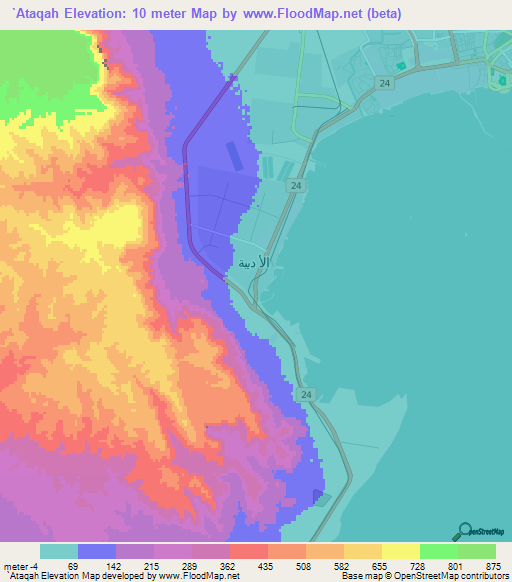 `Ataqah,Egypt Elevation Map