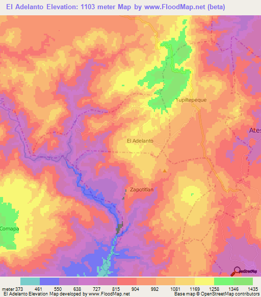 El Adelanto,Guatemala Elevation Map