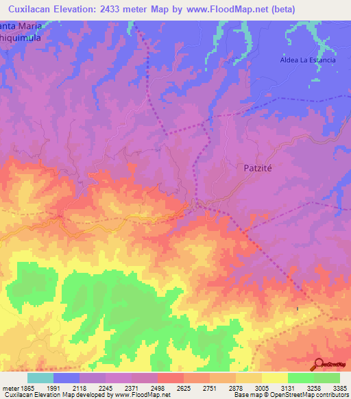 Cuxilacan,Guatemala Elevation Map