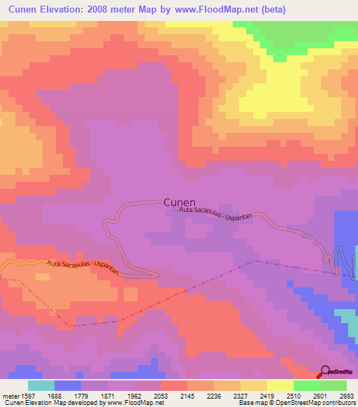 Cunen,Guatemala Elevation Map