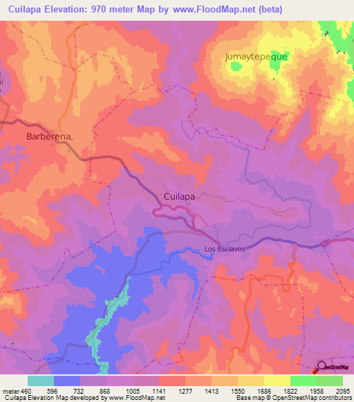 Cuilapa,Guatemala Elevation Map