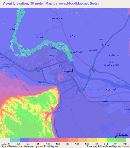 Asyut,Egypt Elevation Map