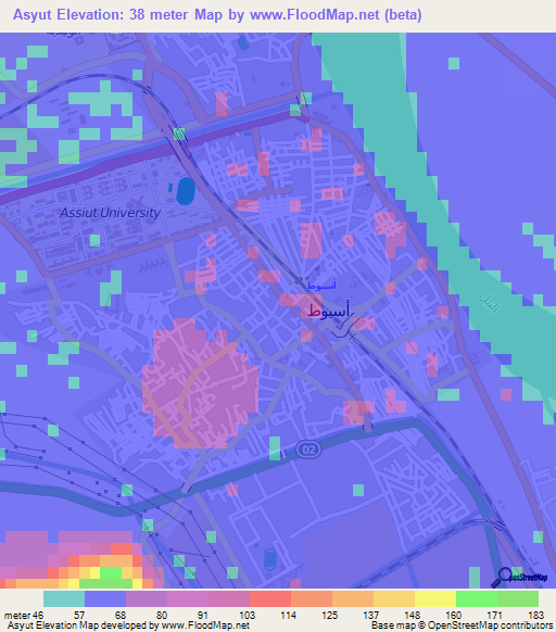 Asyut,Egypt Elevation Map