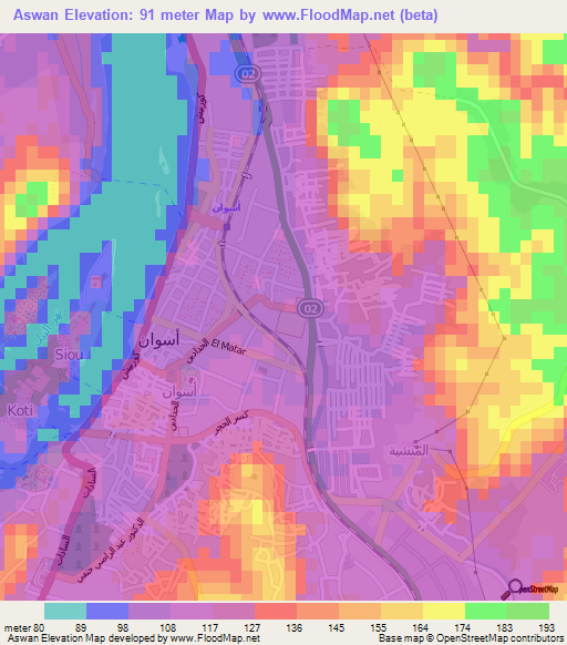 Aswan,Egypt Elevation Map