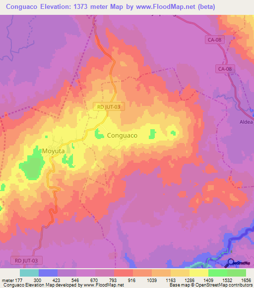 Conguaco,Guatemala Elevation Map