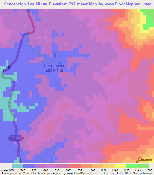 Concepcion Las Minas,Guatemala Elevation Map