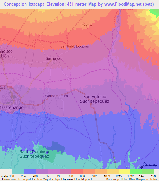 Concepcion Ixtacapa,Guatemala Elevation Map