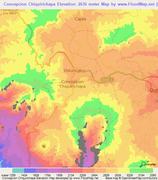 Concepcion Chiquirichapa,Guatemala Elevation Map