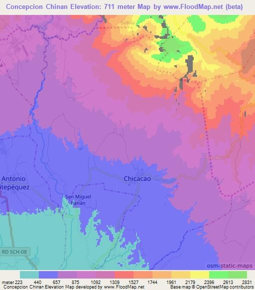 Concepcion Chinan,Guatemala Elevation Map